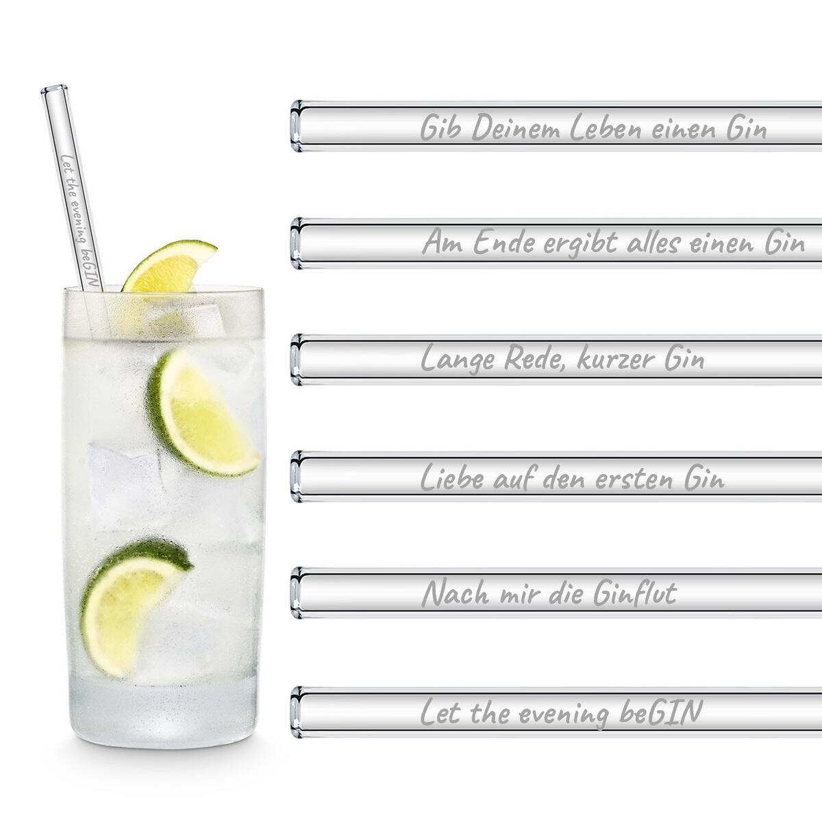HALM Glasstrohhalme Mit Sprüchen – 6x 15 Cm Kurz, Graviert, Nachhaltig & Spülmaschinenfest