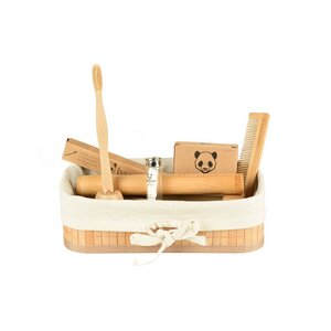 bambusliebe - Bambus Hygiene Set - mit Zahnbürste, Wattestäbchen, Zahnseide, Etui, Kamm & Zahnbürstenhalter - bambusliebe