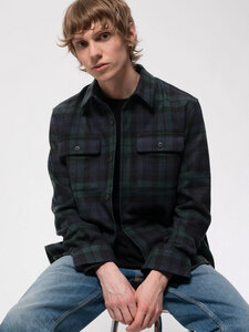 Kariertes Wollhemd aus recycelter Wolle "Sten Blackwatch Wool Multi" - Nudie Jeans
