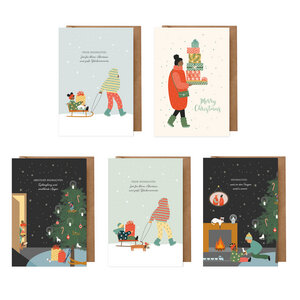 Weihnachtskarten Set: 5 Karten für Kinder und Erwachsene (Diversity, BIPoC, Weihnachten Klappkarten) - dabelino