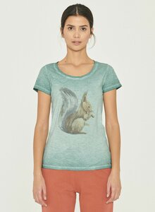 Garment Dyed T-Shirt aus Bio-Baumwolle mit Eichhörnchen-Print - ORGANICATION