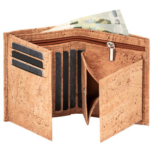 Premium Herrengeldbörse aus Kork mit Wiener Schachtel & RFID-Schutz - Simaru