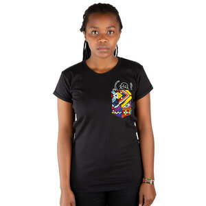 Damen T-Shirt aus Bio-Baumwolle mit Brusttasche „NYANI“ Made in Kenya - Kipepeo-Clothing