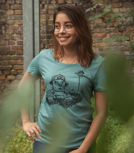 Hund Wilson Wuff - Fair Wear Frauen T-Shirt - Heather Eucalyptus - päfjes