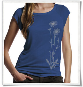 Blumen T-Shirt aus Bambus / T-Shirt / Denim Blau - Picopoc
