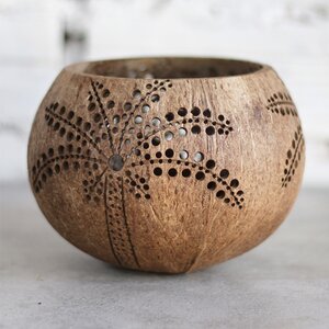 Kerzenhalter aus Kokosnuss Motiv Palme - Balu Bowls