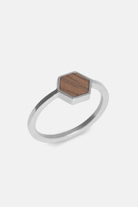 Ring mit geometrischem Holzelement 'HEXA RING' // hochwertiger Edelstahl // - Kerbholz
