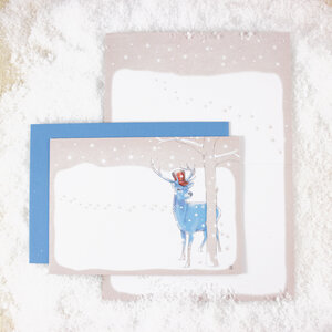 Grußkarte Hirsch im Schnee - Bow & Hummingbird