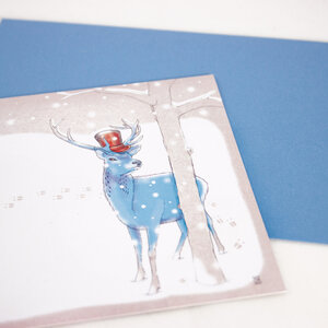 Grußkarte Hirsch im Schnee - Bow & Hummingbird