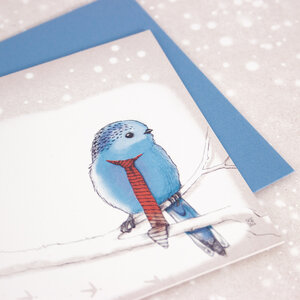 Grußkarte Vogel im Schnee - Bow & Hummingbird