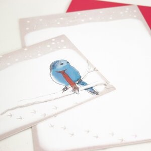 Grußkarte Vogel im Schnee - Bow & Hummingbird