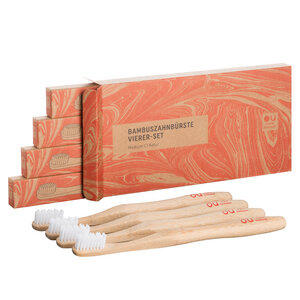 OU 4er Pack Bambus-Zahnbürste - Medium - Original Unverpackt