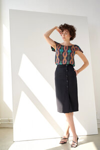 Wrap Skirt Button Wickelrock mit Logo-Knöpfen - Yuna Miray