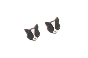 Ohrstecker mit Holzdetails | Motiv Schwarze Katze | Ohrringe "Black Cat Earrings" - BeWooden