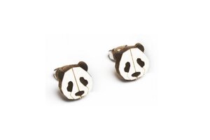 Ohrstecker mit Holzdetails | Panda Ohrringe - BeWooden