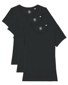 3er Pack Damen T-Shirt aus Bio-Baumwolle "Estelle", Weiß und Schwarz - University of Soul