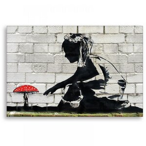 Wandbild Banksy Mushroom Girl Bilder Wohnzimmer - Kunstbruder