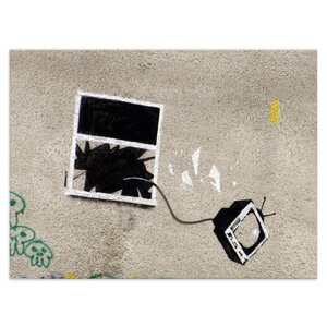 Wandbild Banksy Fliegender TV Bilder Wohnzimmer - Kunstbruder