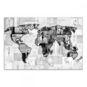 Wandbild Banksy Weltkarte Bilder Wohnzimmer - Kunstbruder