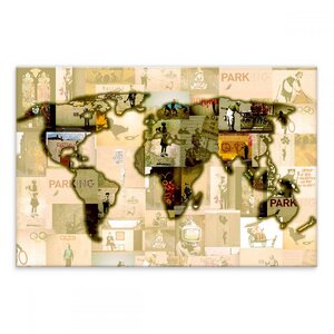 Wandbild Banksy Weltkarte Gelb Bilder Wohnzimmer - Kunstbruder