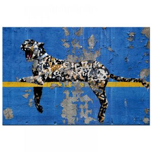 Wandbild Banksy Blue Leopard Bilder Wohnzimmer - Kunstbruder