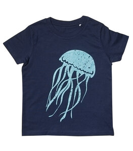 Glitzer Qualle - Fair Wear Kinder Bio T-Shirt - Navyblau - päfjes