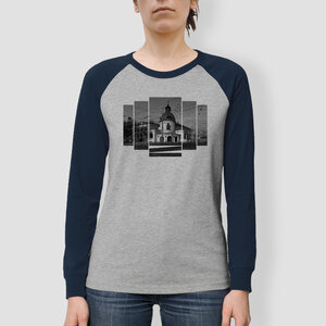 Frauen Langarm-T-Shirt, "Ballhaus", Heather Grey/Navy - little kiwi