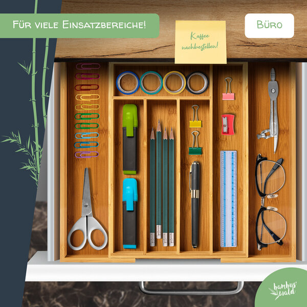 Bambuswald - Besteckkasten aus Bambus für Schubladen größenverstellbar