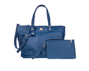 Damen Große Einkaufstasche LORY Leder 100% Made In Italy - Blau - Ritagli di G