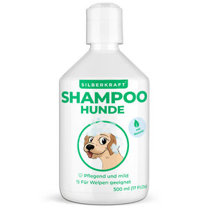 Hundeshampoo für Welpen und sensitive Hunde - gegen Juckreiz und Geruch - Silberkraft