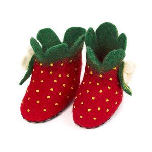 Hausschuhe Erdbeere handgefilzt für Babies und Kinder - short'n'pietz