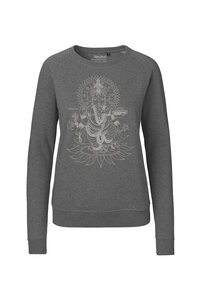 Bio Damen-Sweatshirt Ganesha - Peaces.bio - handbedruckte Biomode