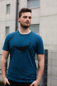 Herren T-Shirt mit Halfbird Wal aus Biobaumwolle, Made in Portugal ILP06 - sailor blue - ilovemixtapes