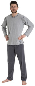 Herren Pyjama lang mit Seitentaschen, Single Jersey, reine Bio Baumwolle, GOTS zertifiziert, Made in Europe - Haasis Bodywear