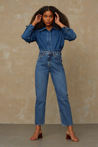 Mom Jeans aus Recycling & Bio Baumwolle - Caroline - Eco Xavier Blue Marble - Kings Of Indigo