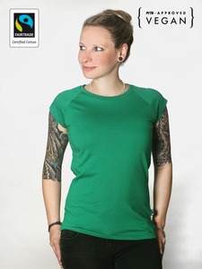Fairtrademerch Ladies' Organic Raglan T-Shirt (green) SALE - Fairtrademerch
