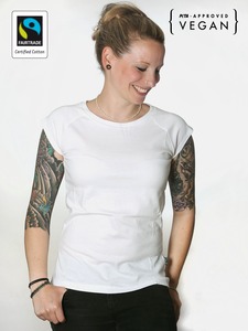 Fairtrademerch Ladies' Organic Raglan T-Shirt (white) SALE - Fairtrademerch