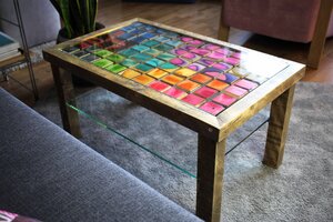 Rainbow Posies - Couchtisch , Coffee Table , Kunstvoller unikater Couchtisch - Skatan-llc