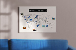 Weltkarte travel the world #1- nachhaltig & handemade in Germany- Reiseweltkarte zum ausmalen/pinnen, travelmap- Keilrahmen, Leinwandposter - meine-weltkarte