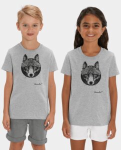 Unisex Kinder T-Shirt Fuchs grau - Kommabei