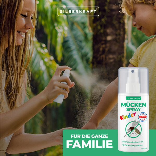 Silberkraft Mückenspray 100 ml ohne DEET, Mückenschutz Kinder & Baby  geeignet, Haut-Spray, Anti-Mücken-Mittel, Abwehr und vertreiben, mit  Zitronen-Duft : : Garten