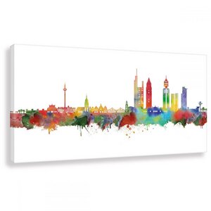 Frankfurt Skyline - Light - Leinwand - Kunstdruck - Bilder - Kunstbruder