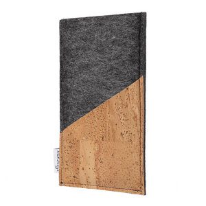 Handyhülle EVORA natur (diagonal) für Samsung Galaxy Note-Serie - 100% Wollfilz - dunkelgrau - Korktasche Filztasche - flat.design