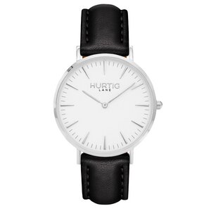 Mykonos Veganes Leder Uhr Silber/Weiß - Hurtig Lane