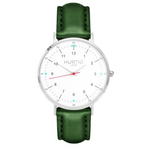 Moderna Veganes Leder Uhr Silber/Weiß - Hurtig Lane
