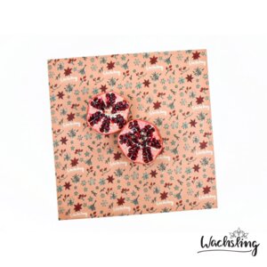 2er Set Handgemachte Bienenwachstücher groß Winterling Rosa - Wachsling