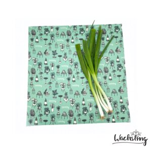 2er Set Handgemachte Bienenwachstücher groß Zimmeroase Mint Türkis - Wachsling
