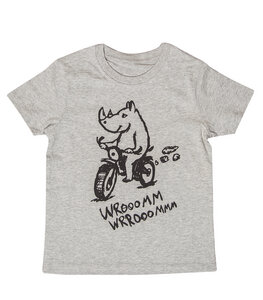 Noel Nashorn auf Motorrad - Fair Wear Kinder Bio T-Shirt - Heather Grey - päfjes
