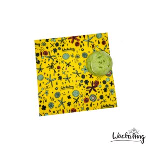 2er Set Handgemachte Bienenwachstücher mittel Blumenwiese Gelb - Wachsling