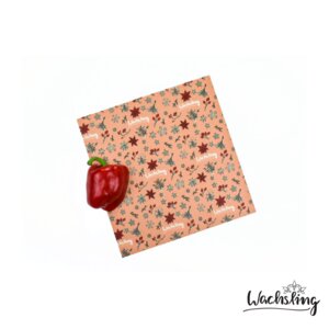 2er Set Handgemachte Bienenwachstücher mittel Winterling Rosa - Wachsling